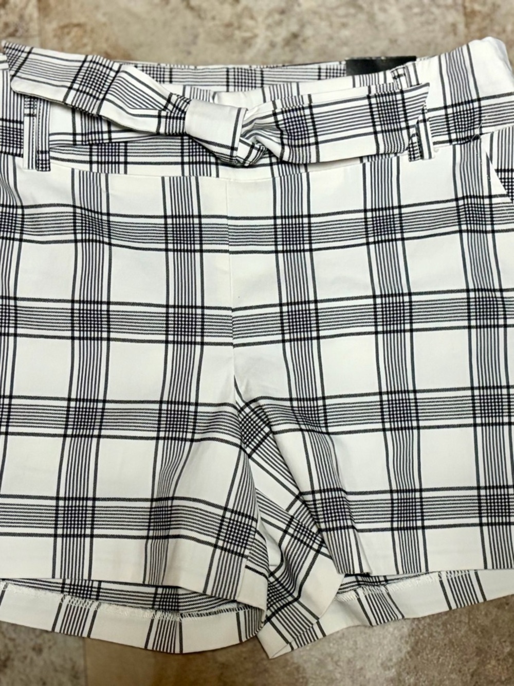 Soho Black & White Plaid Belted Bermuda Shorts